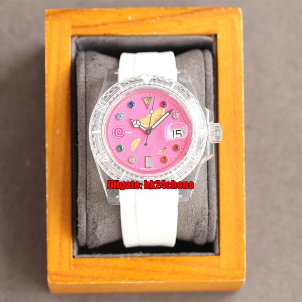 

7 style rrf luxury watches phantomlab transparent case eta2824 automatic mens womens watch pink candy dial rubber strap sports wristwatches, Slivery;brown