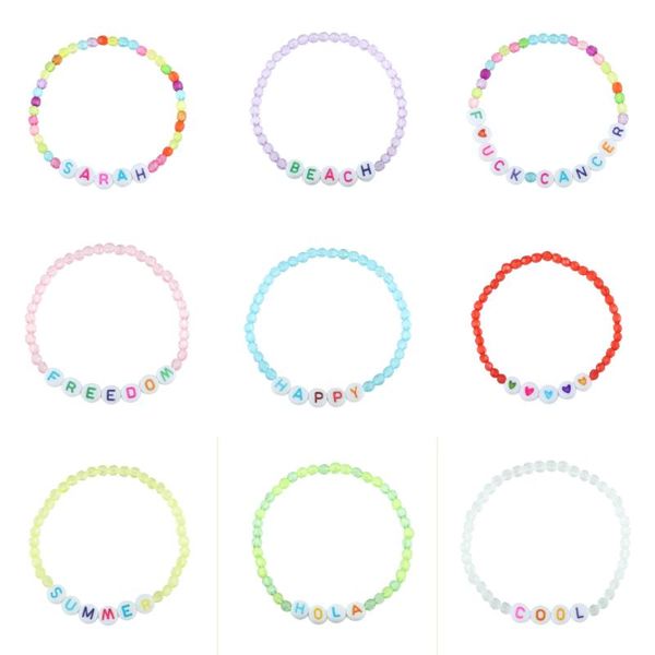 

bangle miwens bohemia beads letter bracelets for women romantic acrylic bracelet bangles bridal wrist jewelry accessoies, Black