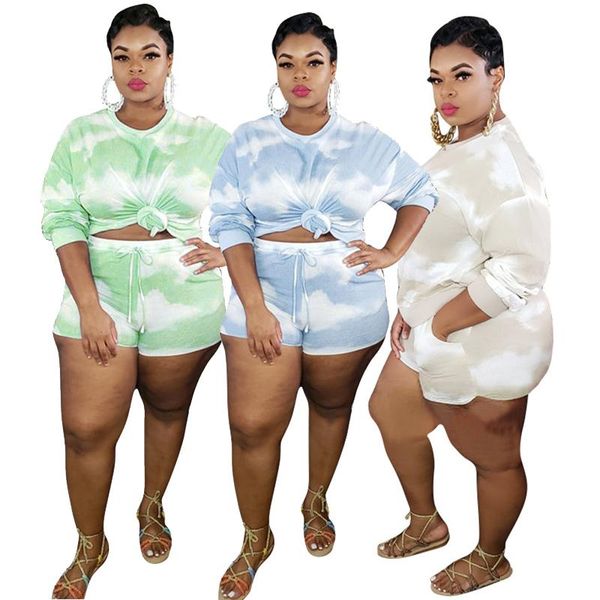 

plus size tracksuits lounge wear set and shorts women tracksuit 2 piece casual tie dye outfit sweat suits wholesale drop, Black