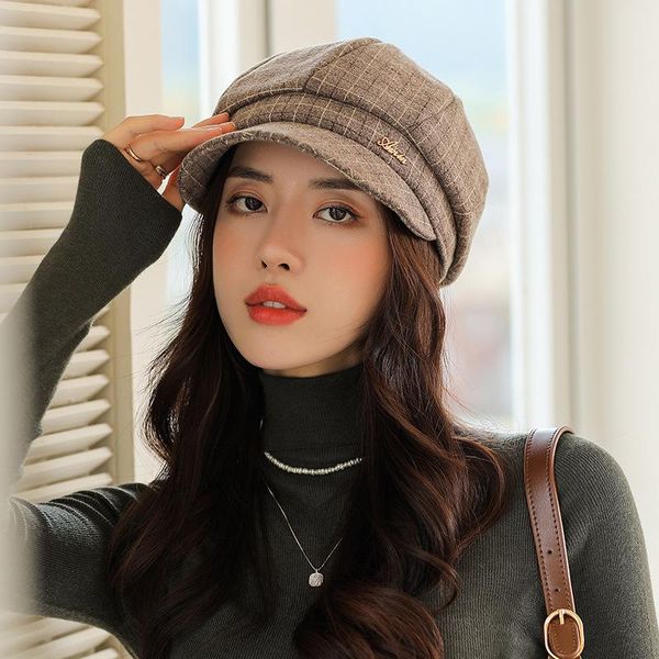 

stingy brim hats berets for women's 2021 spring summer female cap navy hat fashion casual octagonal retro autumn, Blue;gray