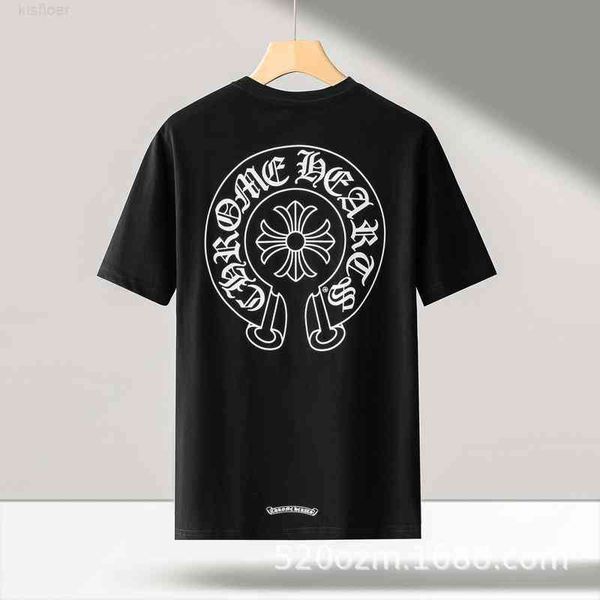 

chrome/hearts heart brand cross roman ti vatican chrome/hearts heart aracter heart street national hip hop men and women loose round neck ha, White;black