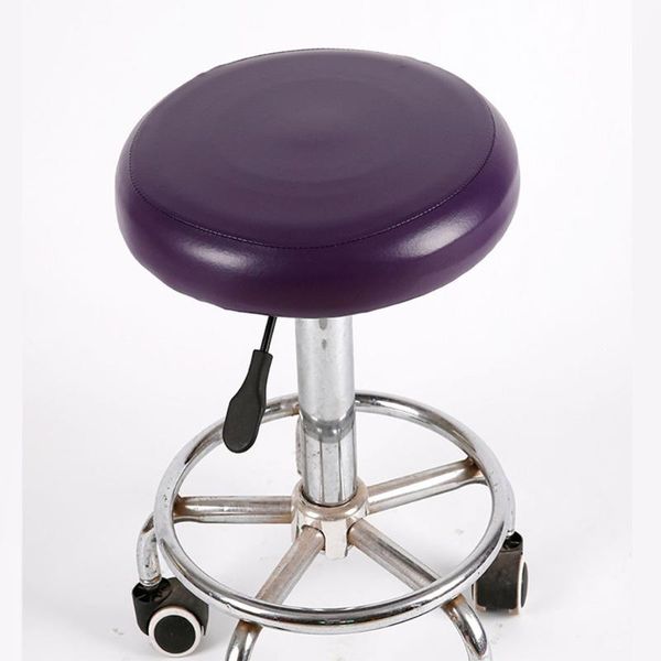 

chair covers el waterproof salon round elastic stool cover slipcover protector solid color bar home seat cushion pu leather stretch