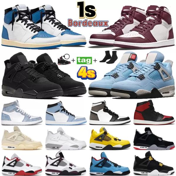 

2022 jumpman 4 high basketball shoes bred 4s unc black cat red thunder royalty university blue 1 1s bordeaux dark mocha mens men women sport