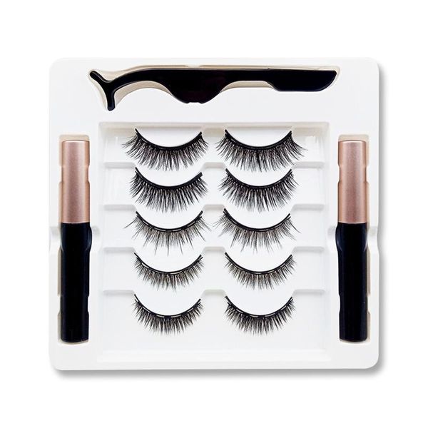 

false eyelashes 5 pairs magnetic set waterproof magnet eyeliner long lasting natural lashes fake makeup 2021hip dropship