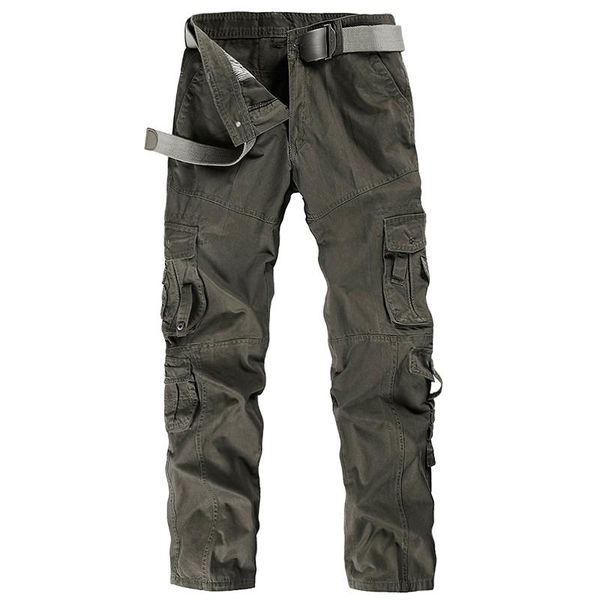 

men's pants mens tactical joggers casual male cargo cotton trousers multi pocket military style green plus size 38, Black