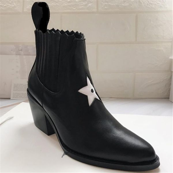 

boots shoes woman black leather women falt botas feminina ankle slip on mujer low heel casual fashion1