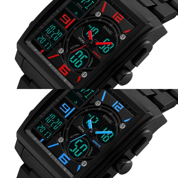 

skmei sports watches men brand luxury military watch clock male led digital quartz wrist watch man reloj hombre x0524, Slivery;brown