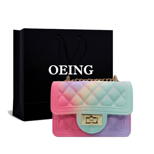 

shoulder bags rainbow luxury designer handbag women fashion chain leather gradient color colorful evening purses small 2021