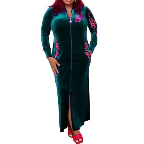 

velvet african dresses for women 2021 spring autumn africa clothing muslim long maxi dress fashion lady ethnic, Red