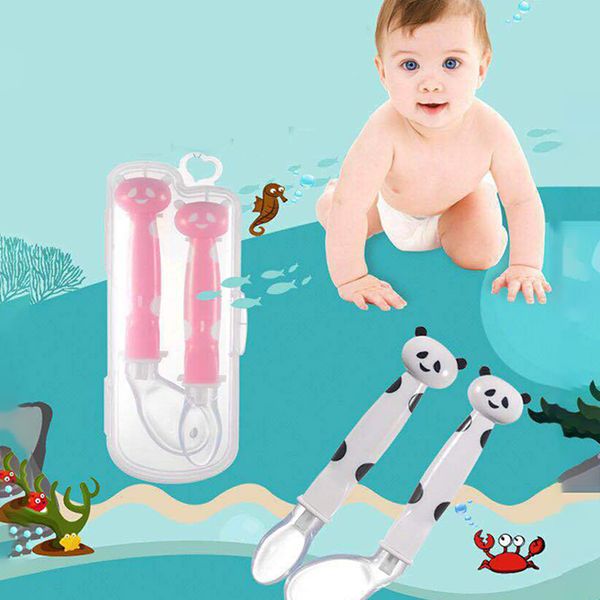 

Cartoon Baby Training Spoon Baby Feeding Silicone Spoons Tableware for Children Baby Safety