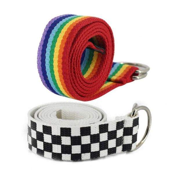 

wedding sashes 10$ belt with ring buckle soft canvas plaid rainbow pattern for, White