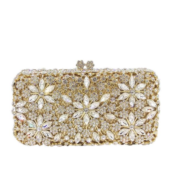 

fgg clutch bag metal dinner bag flower diamond hand rhinestone party evening