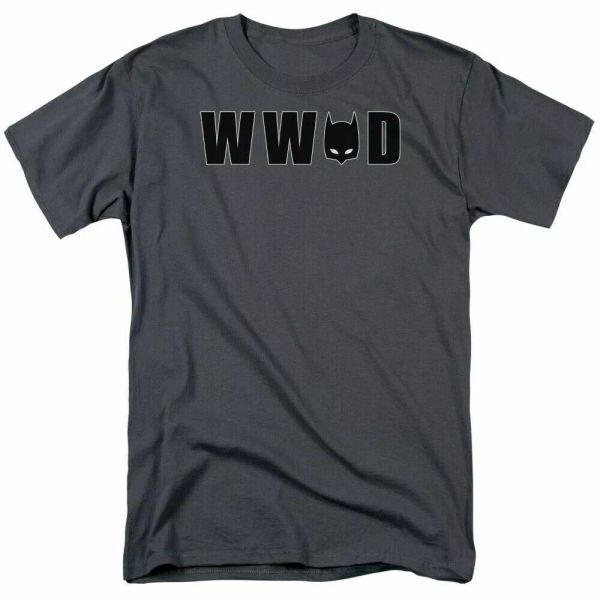 

DC Batman WWBD Mask T Shirt Mens Licensed DC Comics Tee Charcoal, White;black