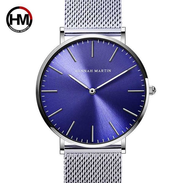 

men stainless steel mesh japan quartz movement waterproof blue dial wristwatch fashion simple stylish luxury brand watches 210527, Slivery;brown