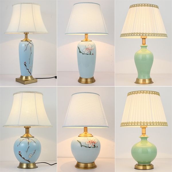 

new large american country chinese style ceramic bedroom bedside table lamp