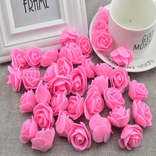 

100pcs artificial flowers pe foam roses head fake bear handmade wedding home decoration for scrapbook gift box diy wreath decorative & wreat