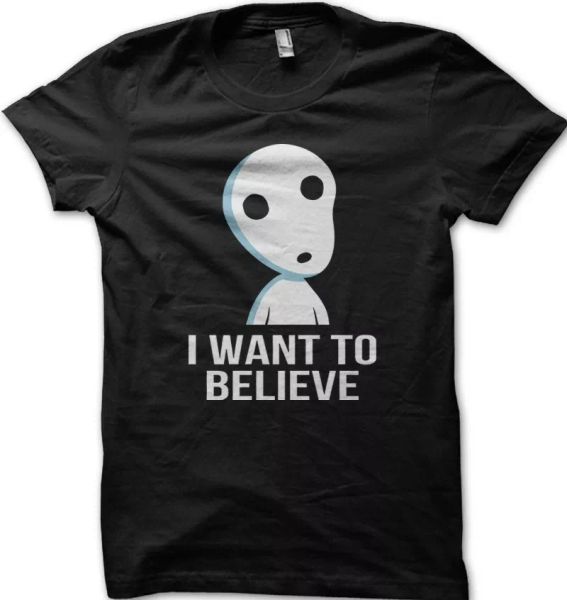 

i want to believe ufo x-files totoro forest spirit kodama t-shirt 9146, White;black