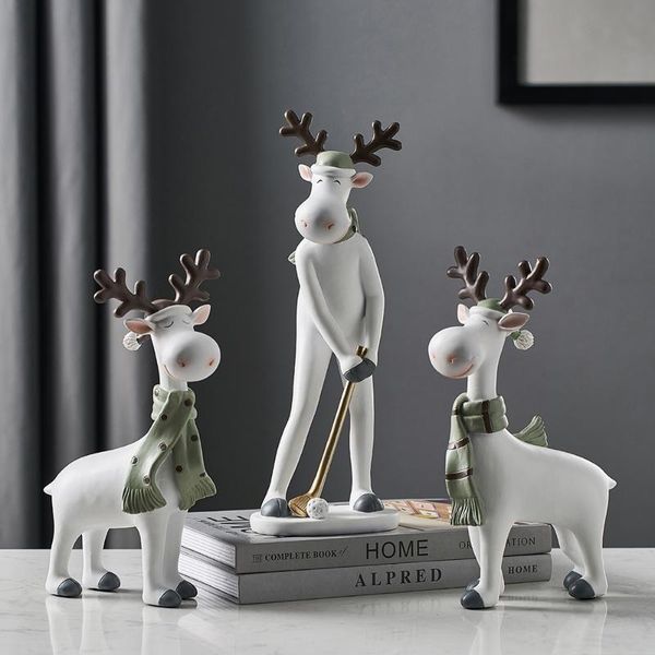 

decorative objects & figurines nordic cute deer decor resin animal statue home decoration accessories modern living room christmas gifts whi