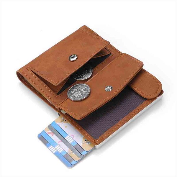 

rfid genuine leather men wallets card holder slim thin smart magic wallet small short coin purse male brown vallet, Red;black