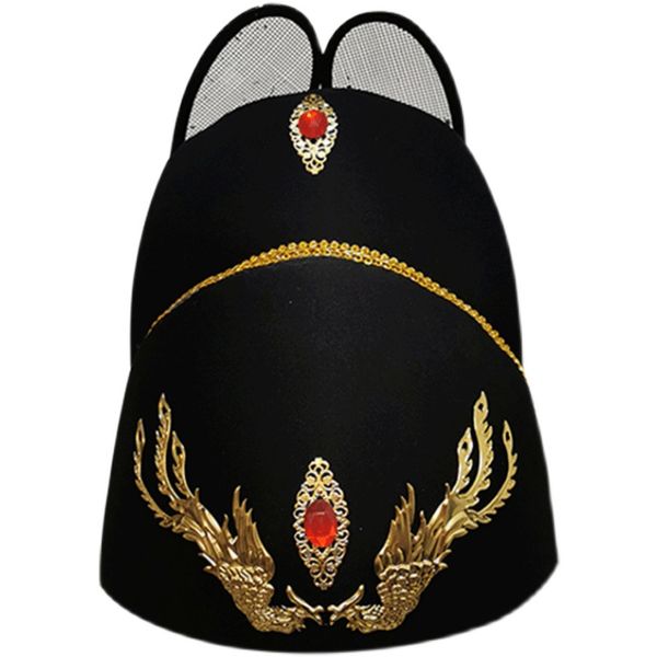 Accessori per costumi da cappello ufficiali Corona dell'antico imperatore cinese Dinastia Ming nera Copricapo tradizionale Performance sul palco Indossare un cappello da opera cosplay