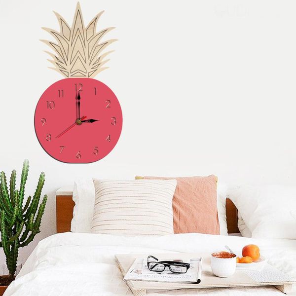 

creative quiet pineapple shape wall clock cartoon fruit acrylic watch silent diy for children's room living bed desk & table clocks