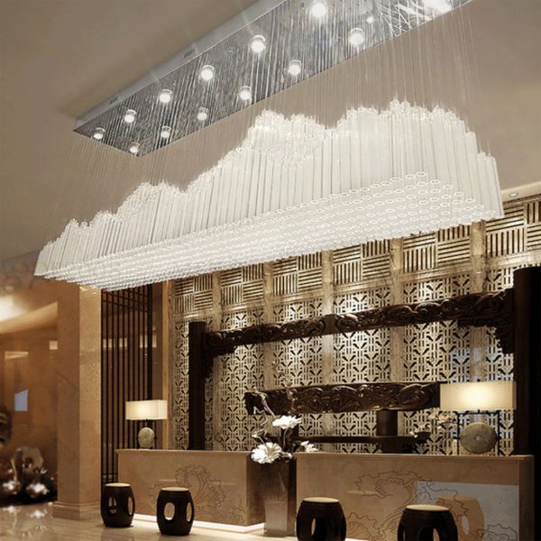 Custom Crystal Grande LED Luzes de Teto Lustre Lâmpada de Pingente de Fios para Villas Restaurante Sala Restaurante Bar Hotel Lobby Banquetes Salão de Banquetes