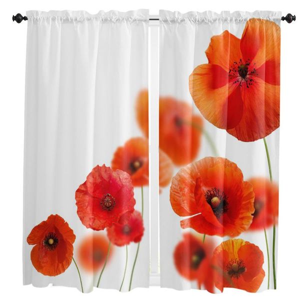 

curtain & drapes plant red poppy flower window curtains for living room bedroom blinds kitchen treatments panel