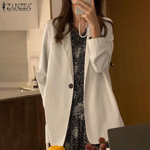

women's suits & blazers 2022 women elegant long sleeve lapel blouse office work autumn vintage loose blazer oversized jackets female, White;black