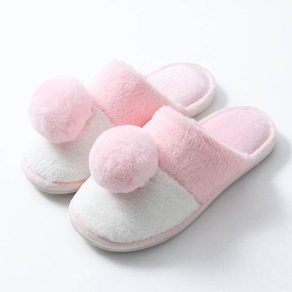 

women indoor slippers warm tail winter cotton non-slip woman, Black