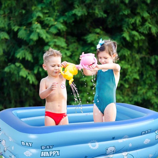 

layers children inflatable pool bathing tub baby kid home outdoor large swimming square life vest & buoy
