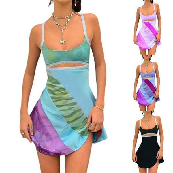 

casual dresses female a-line dress summer u-neck sleeveless hollow out for ladies pink/purple/black/green s//l, Black;gray