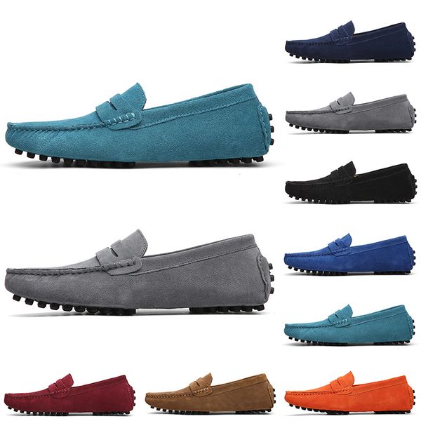 Großhandel Non-Brand Herren-Freizeitschuhe aus Wildleder, Schwarz, Hellblau, Weinrot, Grau, Orange, Grün, Braun, Herren-Slipper, Lazy-Lederschuh, EUR 38-45