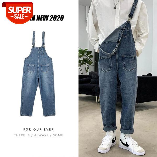 

2020 men's baggy homme rompers casual pants cargo pocket jeans biker denim cowboy overalls blue color trousers plus size s-2xl #no9l