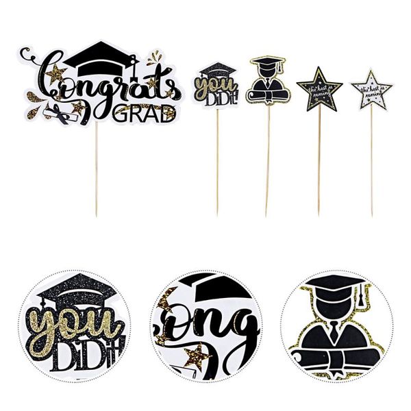 

13pcs delicate cake ers decoration picks (black golden) party