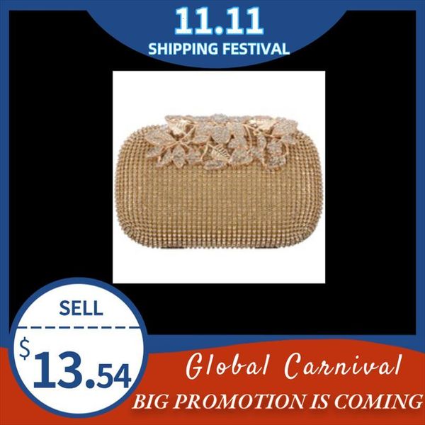 

unique gold rhinestone evening clutch bag purse party bridal prom
