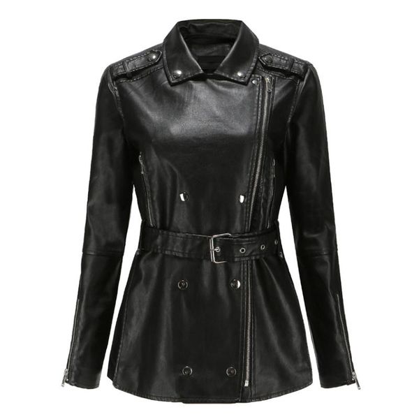 

women's leather & faux maomaofur women genuine sheep jacket 100% real lambskin windbreak long female natural skin coat, Black