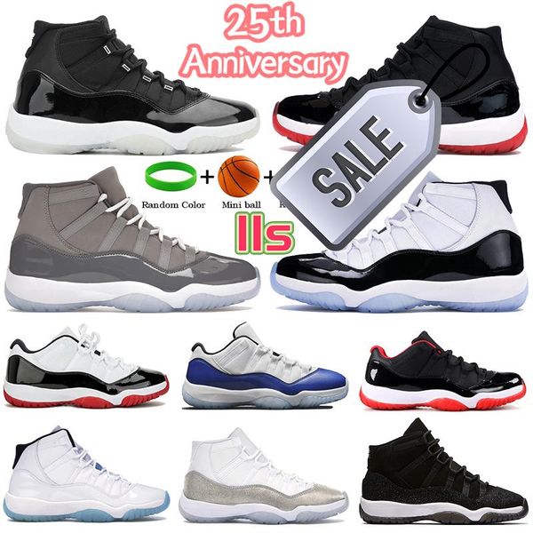 

new high 25th anniversary 11 11s men basketball shoes cool grey low white concord 45 red legend blue space jam sneakers women trainers, Black
