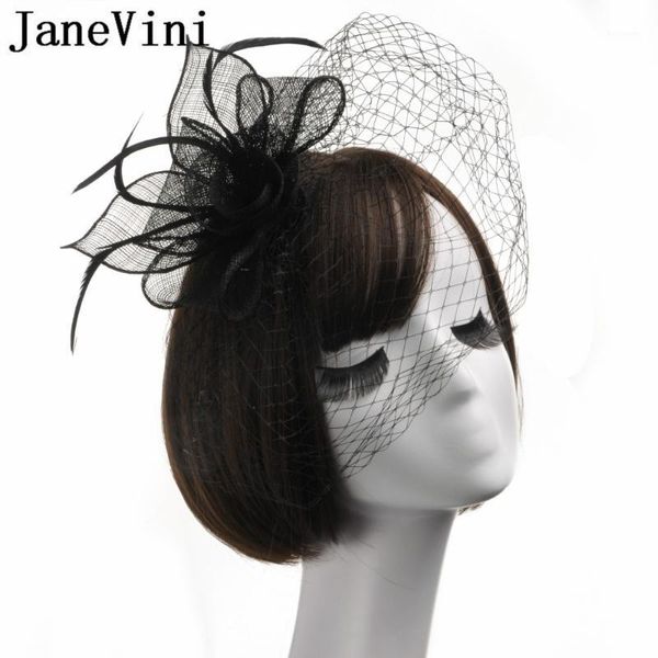 

janevini bridal net feather hats black wedding and fascinators vintage hat veil bride flower feathers fascinator face veils1