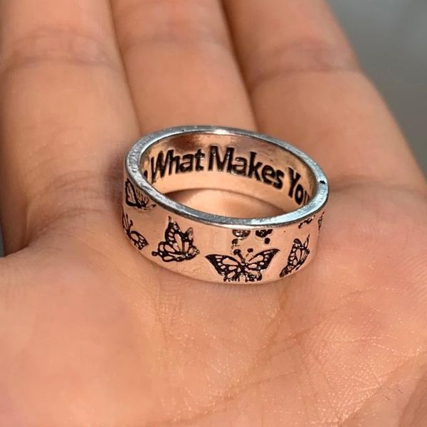 

cluster rings 3pcs korean carving butterfly for women punk trendy vintage smooth plum blossom chunky ring small daisy couple, Golden;silver