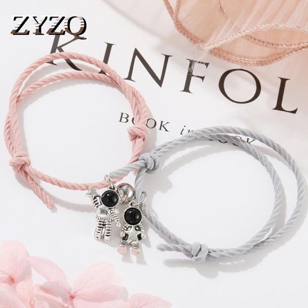 

charm bracelets zyzq 2021 trend astronaut adjustable bracelet for man and women luxury magnet lovers simple boyfriend gift jewelry, Golden;silver