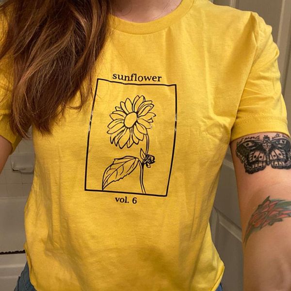 

women's t-shirt sunflower vol 6 shirt tee inspired graphic cute vintage flower t-shirts women tumblr casual, White