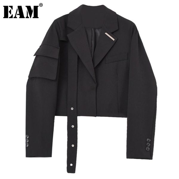 

women's suits & blazers [eam] women black ribbon big size short blazer lapel long sleeve loose fit jacket fashion tide spring autumn 20, White;black