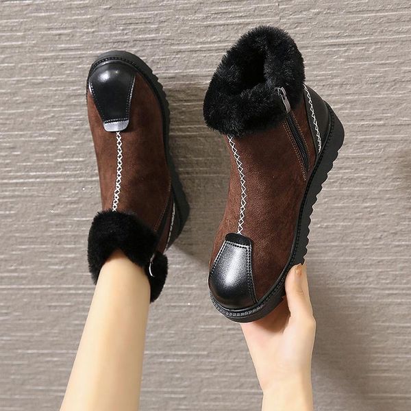 

boots 2021 women winter plus velvet platform student high gang keep warm snow female autumn plush soft non-slip casual shoes, Black