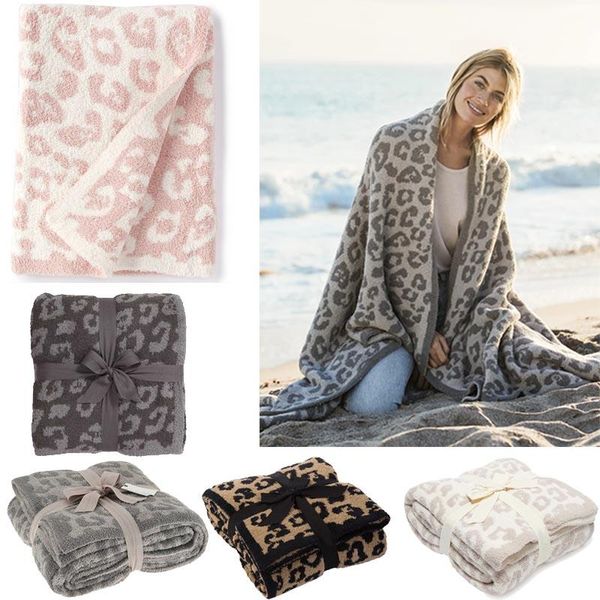 

blankets high-quality comfortable plush wool blanket children's knitted leopard home barefoot soft cover