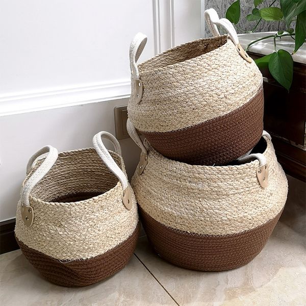 

Woven Storage Basket Cotton Rope Basket Decorativet Decorative For Toy Baby Laundry Plant With Handle