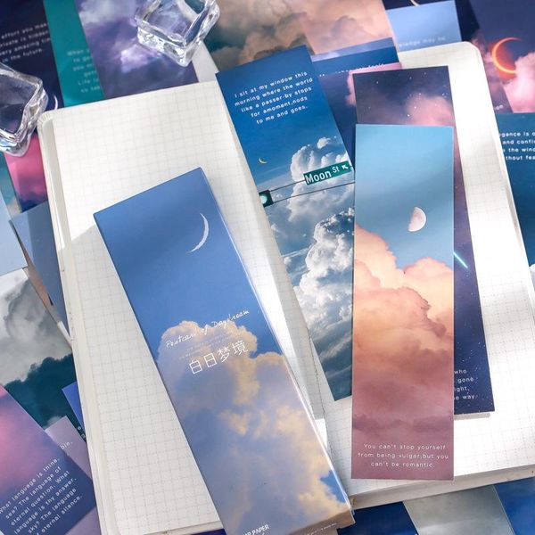 

bookmark 30sheets/box cloud sunset bookmarks message cards book notes paper page holder for kids women teacher students reading planner