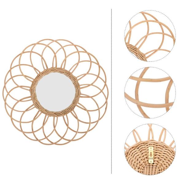 

mirrors 1pc hand-woven makeup mirror decorative pendant pography prop khaki