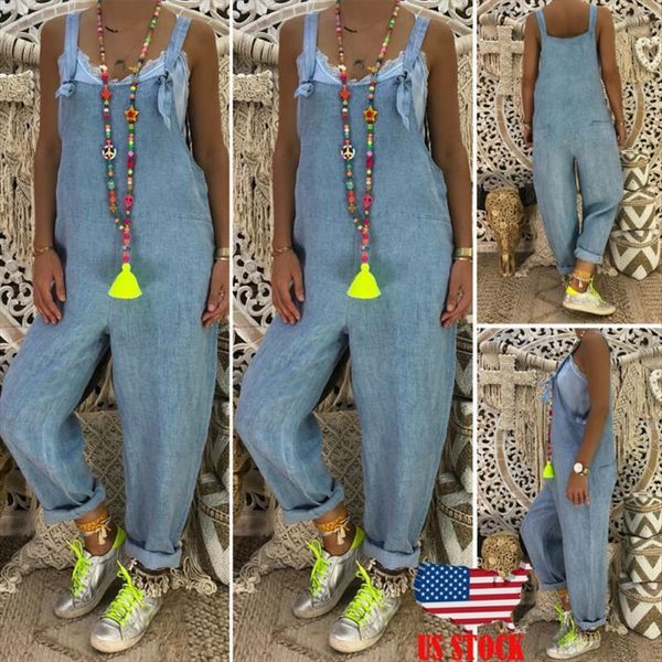 

baggy one piece overalls women rompers denim jeans bib trousers long pants romper, Black;white