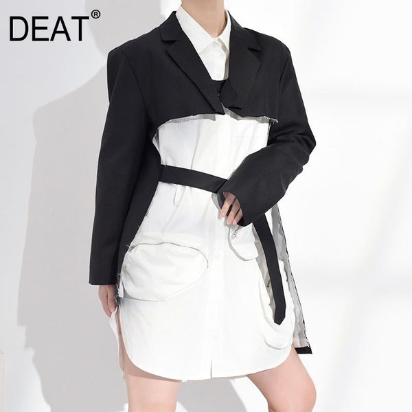 

women's jackets deat 2021 spring turn-down collar full sleeves waist betls vintage tassels asymmetrical short jacket we36101m, Black;brown
