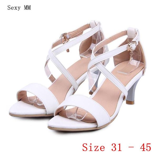 

women gladiator sandals peep toe high heels ankle strap pumps woman heel shoes small plus size 31 32 33 - 40 41 42 43 44 45, Black